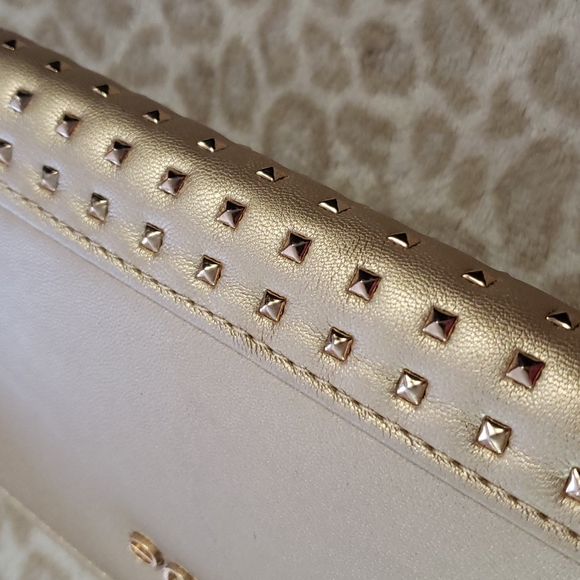 Bebe Brooklyn Zip Studded Gold Wallet - Picture 5 of 9